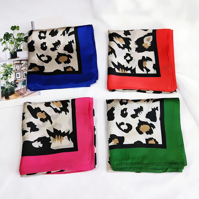 Модный женский полиэстеровый квадратный шелковый шарф сексуальный леопардовый