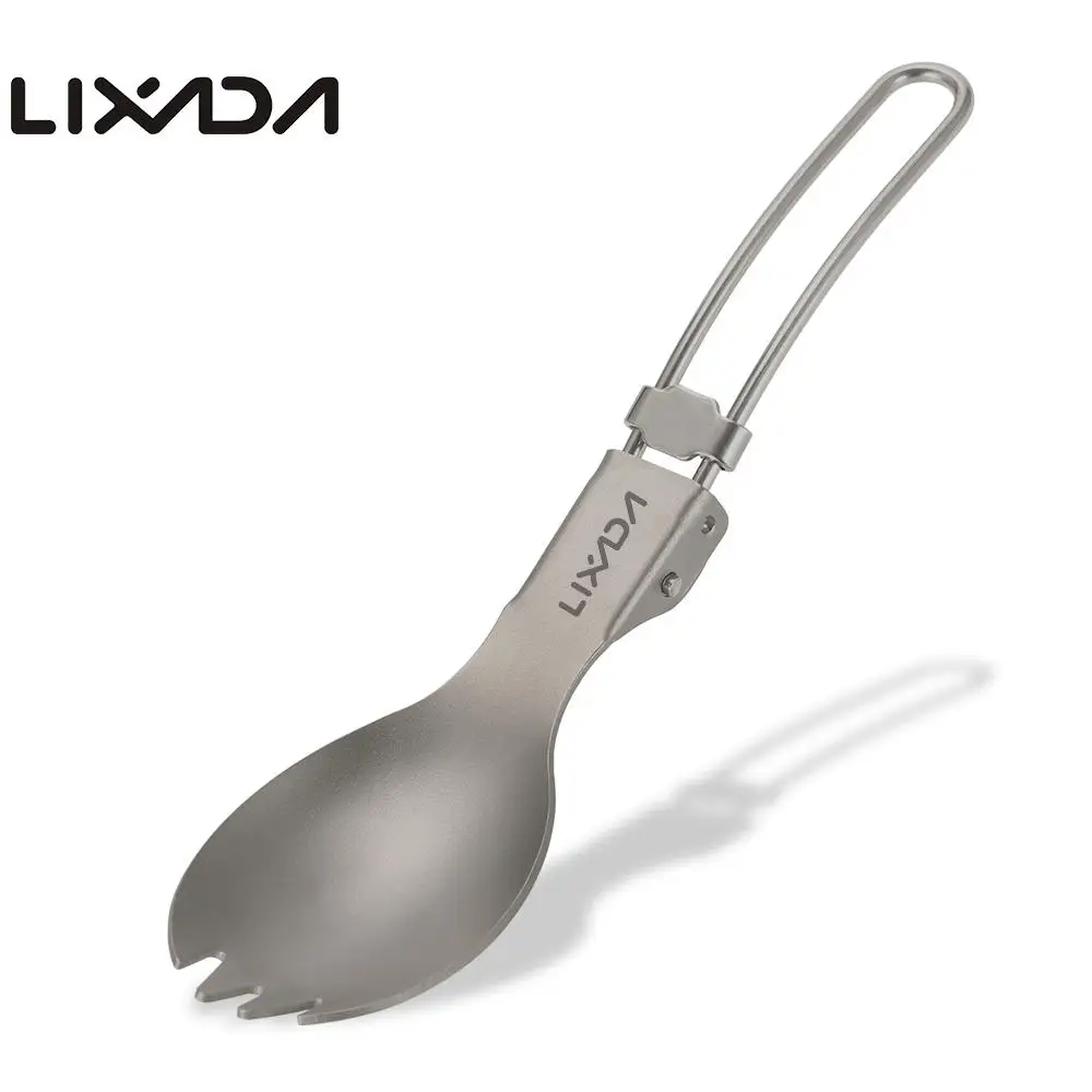 Lixada Кемпинг Пикник титана Складная ложка-вилка легкий открытый ужин Spork Столовые приборы для путешествий Кемпинг альпинизмом