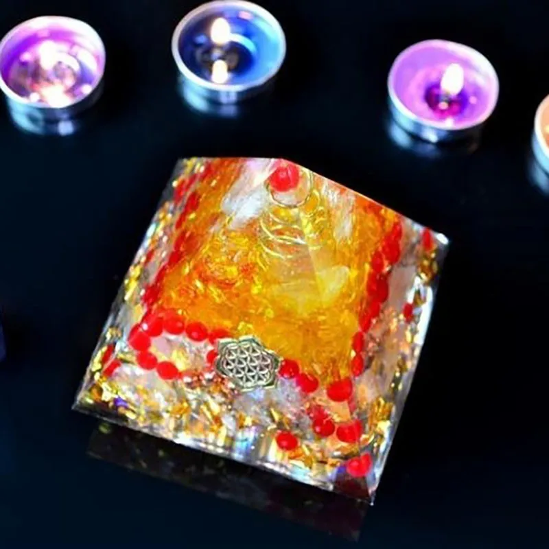 Натуральный Цитрин AURA REIKI Orgonite пирамида преобразователь энергии украшение