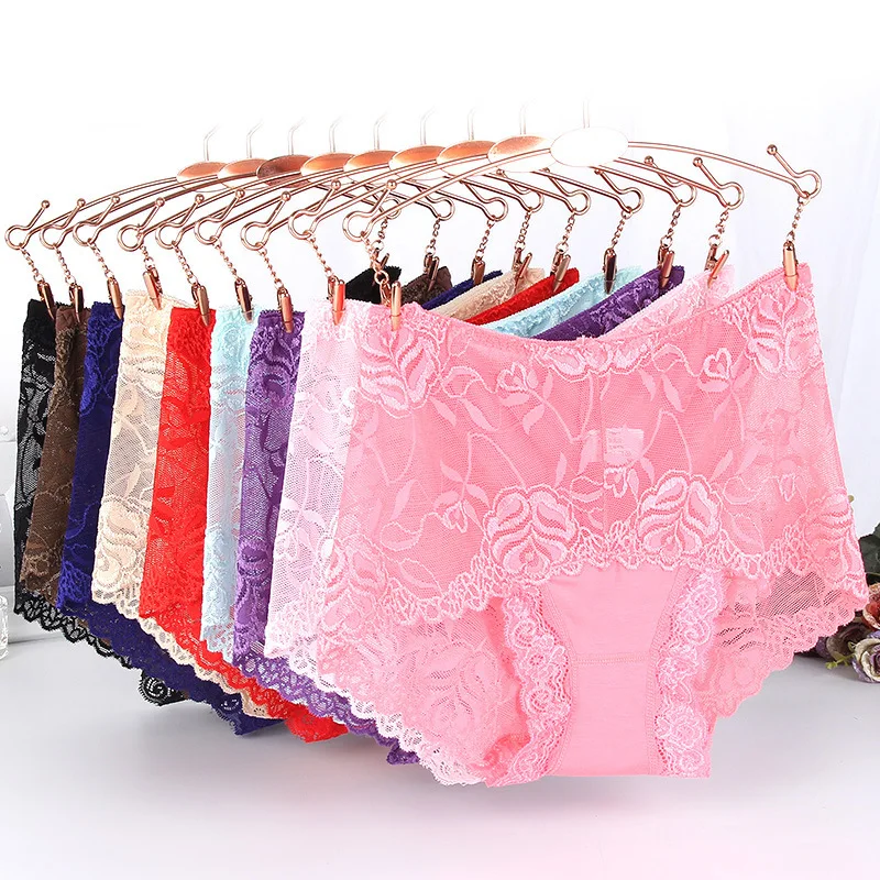 3Pcs/lot women panties Fat Mm Will Code Nothing Trace Sexy Transparent Lace Underpants Woman Pure Cotton Triangle |