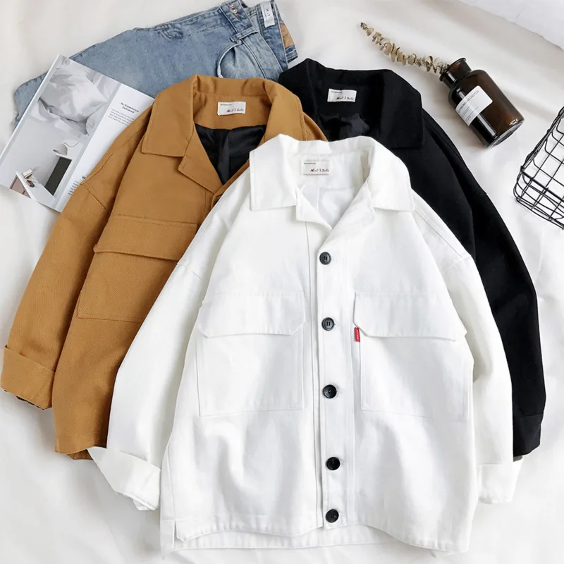 Мужская джинсовая куртка весенняя повседневная однотонная в стиле хип