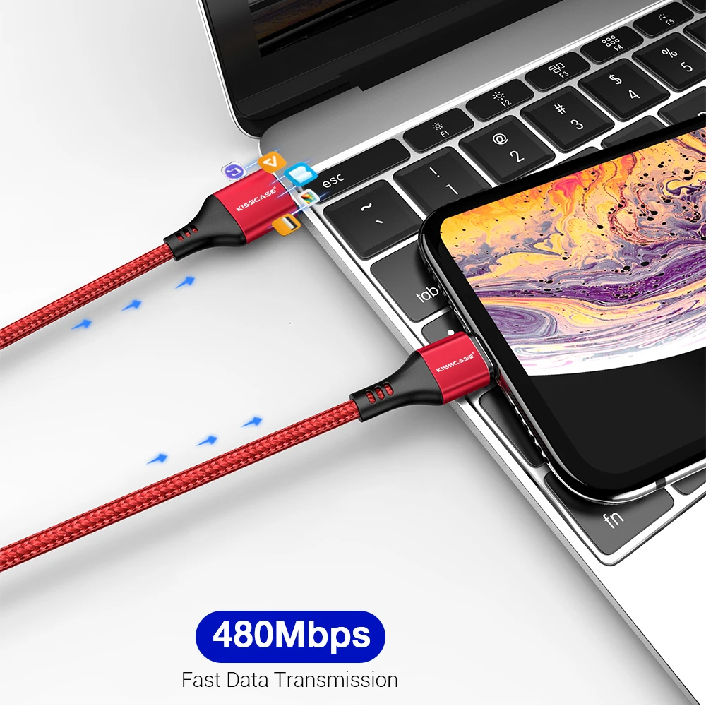 Магнитный кабель KISSCASE 1 м для Apple iPhone X 7 8 6 Xr Xs Max USB C type C кабель samsung S10 S10 Lite Micro USB магнитное зарядное устройство