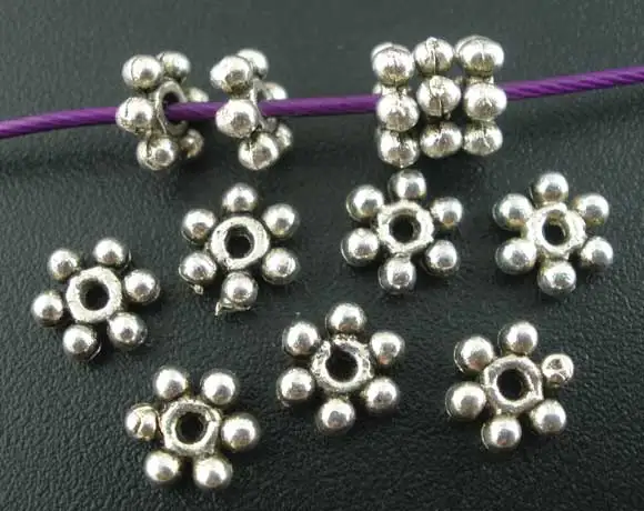 DoreenBeads 200 шт серебряный цвет ромашки Распорки бусины фурнитура 6х6 мм (B02876) yiwu |