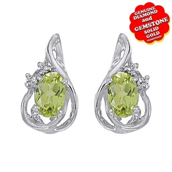 14 k White Gold 0 84 Ct Перидот & натуральный бриллиант каплеобразные серьги|Серьги| |