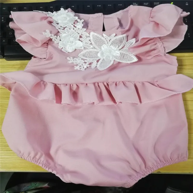 0-18 Months Baby Girls Rompers Solid Pink Sleeveless Embroidery Clothes Kids Newborn Set Birthday Gifts | Детская одежда и обувь
