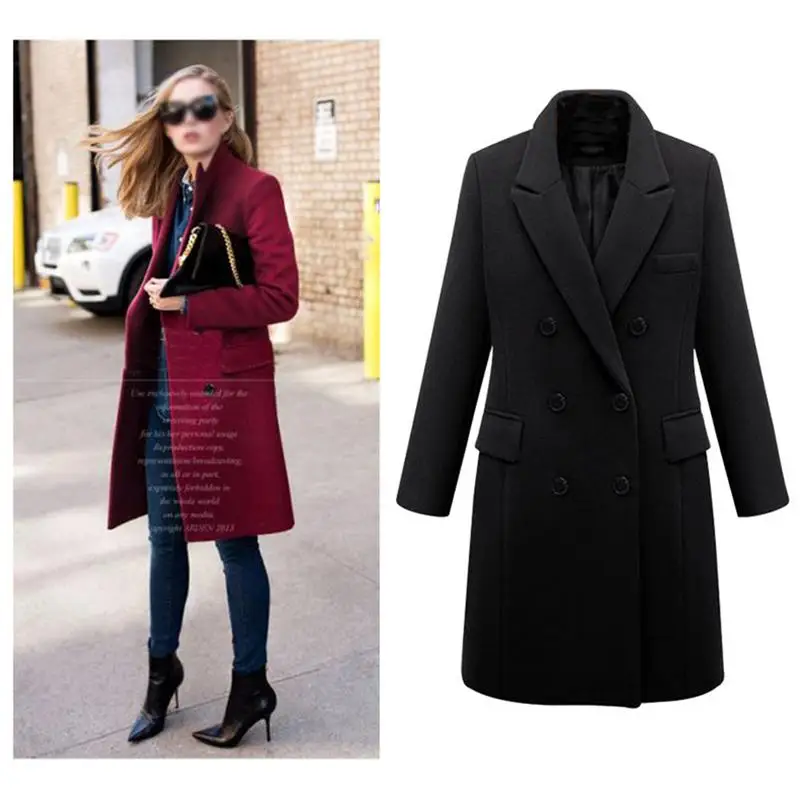 Winter Lapel Wool Coat Trench Jacket Long Parka Overcoat Casual Outwear Abrigos Mujer Invierno Large Size 5XL | Женская одежда