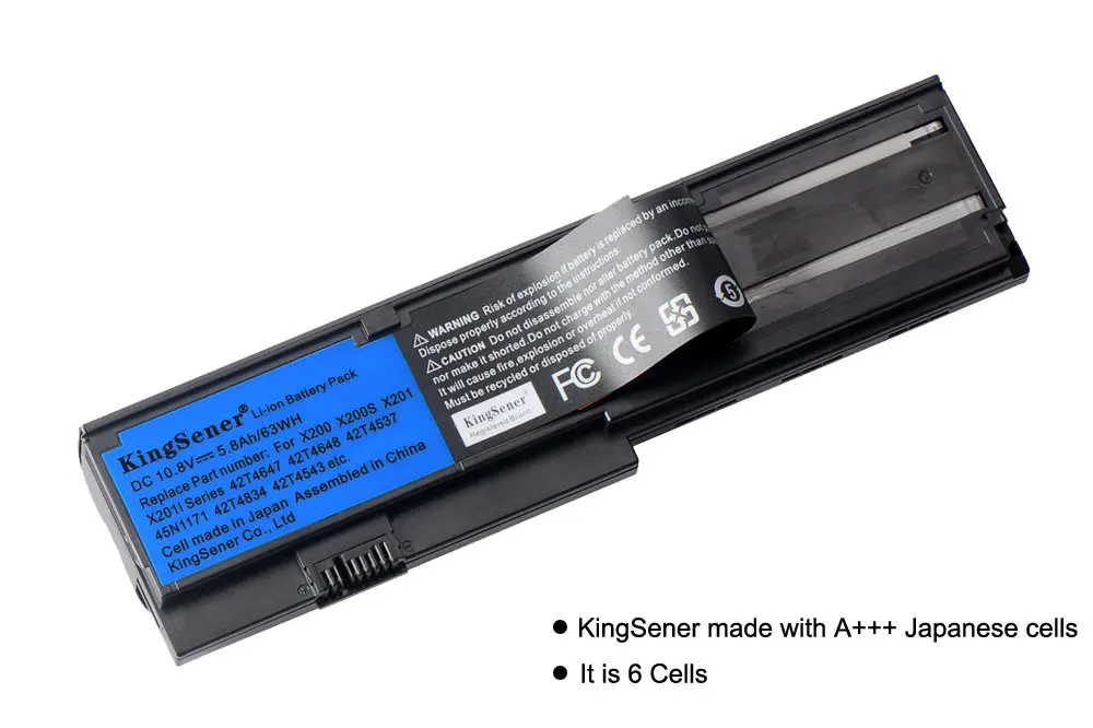 Аккумулятор KingSener 5800 мач для ноутбука Lenovo IBM ThinkPad X200 X200S X201 X201I Series 42T4834 42T4535 42T4543 42T4650