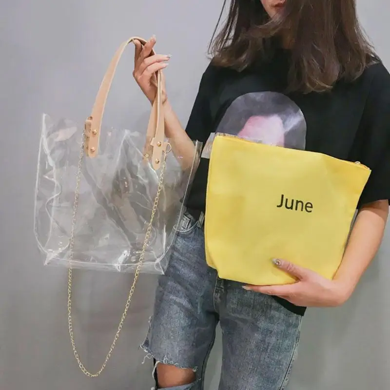 2 шт./компл. прозрачные сумки на плечо женские клатчи новинка 2019 модные для