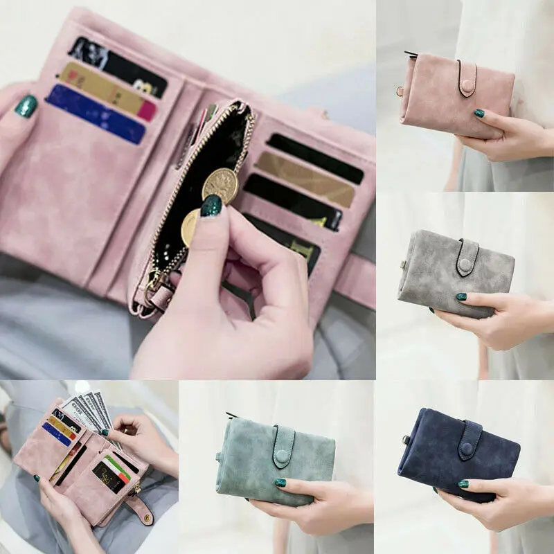 

Fashion Women Short Wallet PU Leather Small Clutch Purse Card Holders Handbag Cute Tri-fold Multi-card Female Short Wallets