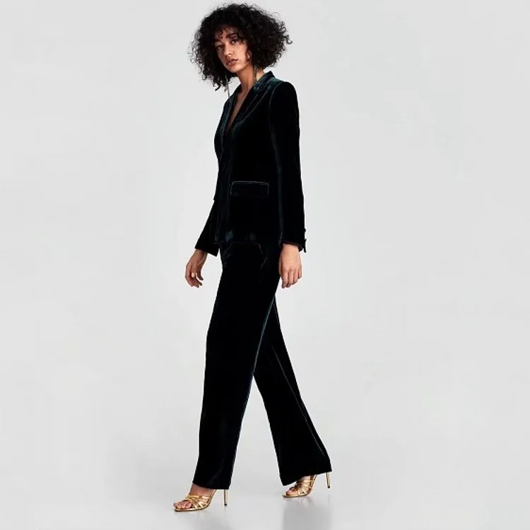 2018 винтажный Женский бархатный блейзер тонкий повседневный модный дизайнерский