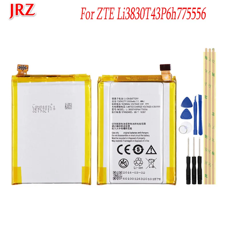 Аккумулятор Li3830T43P6h775556 на 3000 мА · ч для телефона ZTE Axon A1 AXON A2015 Tianji TD LTE Dual Blade V7