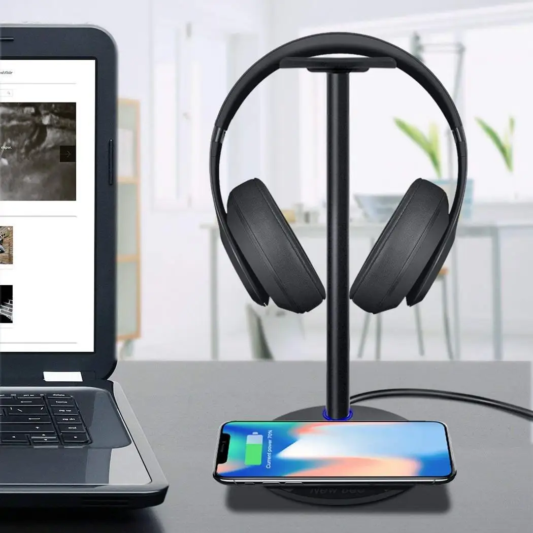 Aluminum Wireless Charger Headphone Bracket Head-mounted Earphone 5mm-10mm Holder Home Office etc 5W 72% | Электроника