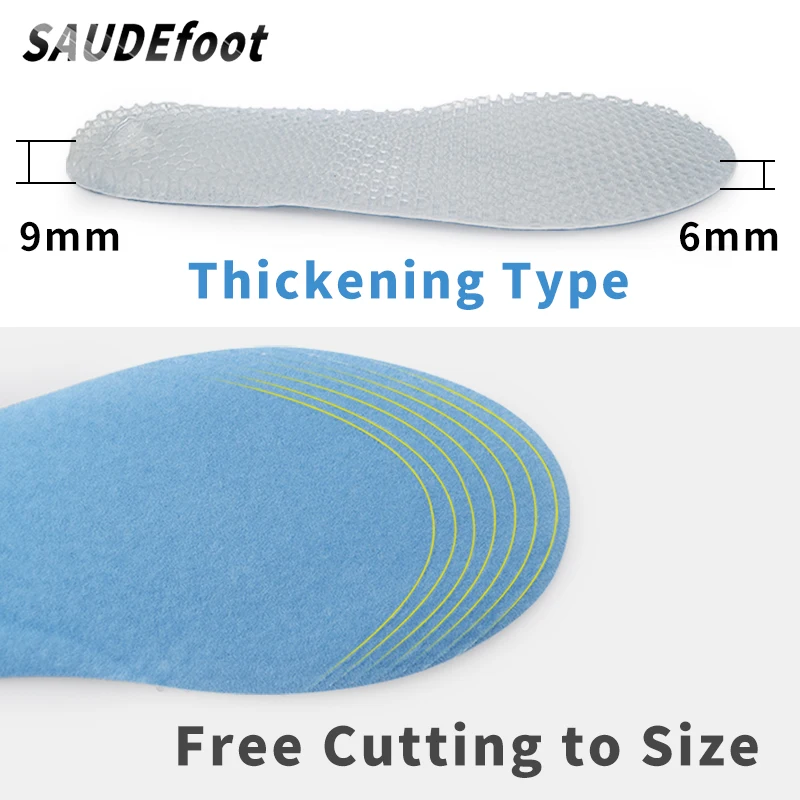 Silicone Insoles Massaging Sport Shoe Pads Orthotic Arch Sport Shoe Foot Care Pad High Quality Gel Insoles