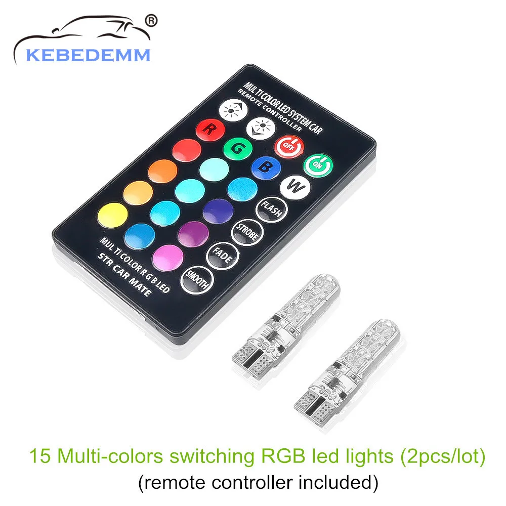 Автомобильная светодиодная RGB лампа 12 В T10 сигнальная W5W 5050 SMD для чтения с