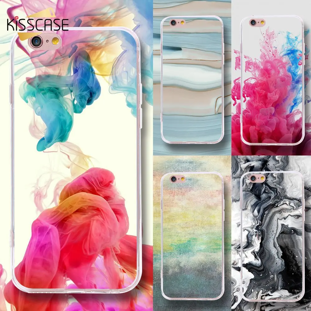 Оригинальный Стильный чехол KISSCASE для iPhone X 8 7 6 6s Plus 5 5S SE 5c цветной из ТПУ с рисунком
