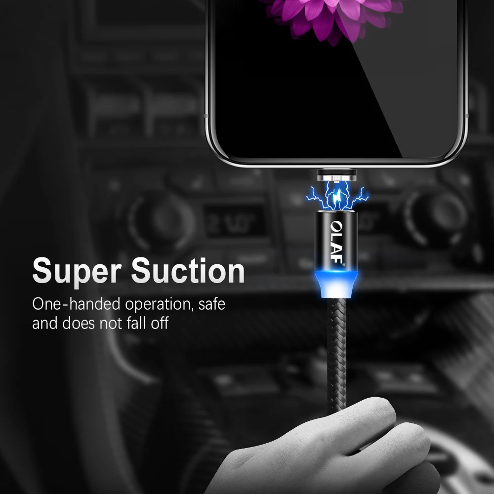 Магнитный USB-кабель OLAF 1 м 2 магнитный Шнур Micro usb Type-C для быстрой зарядки iPhone XS Max