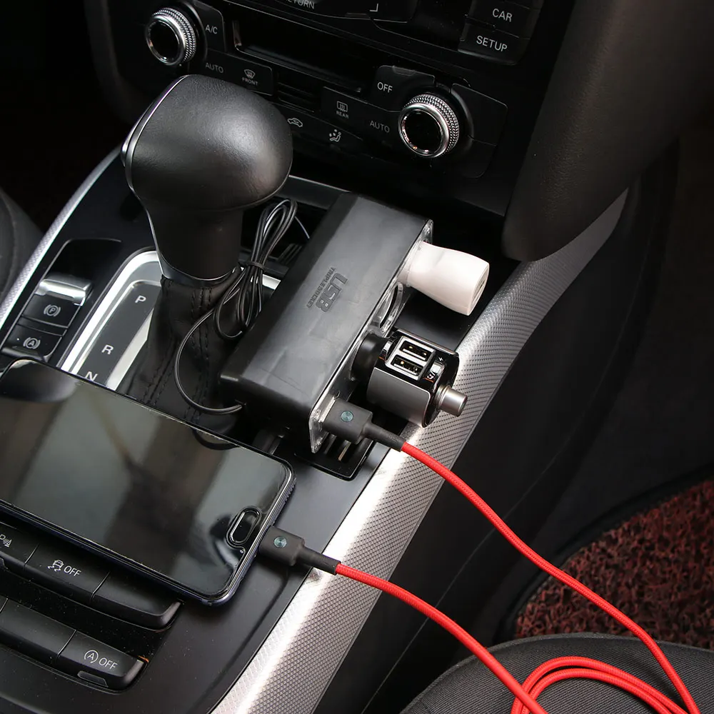 

1 To 3 Car Cigarette Lighter Splitter Hub Socket With USB Charger Adaptor DC12-24V Car Auto Power Adapter Lighter for iPod