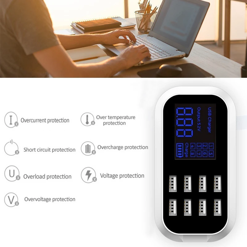 8 портовый портативный usb концентратор быстрое зарядное устройство адаптер