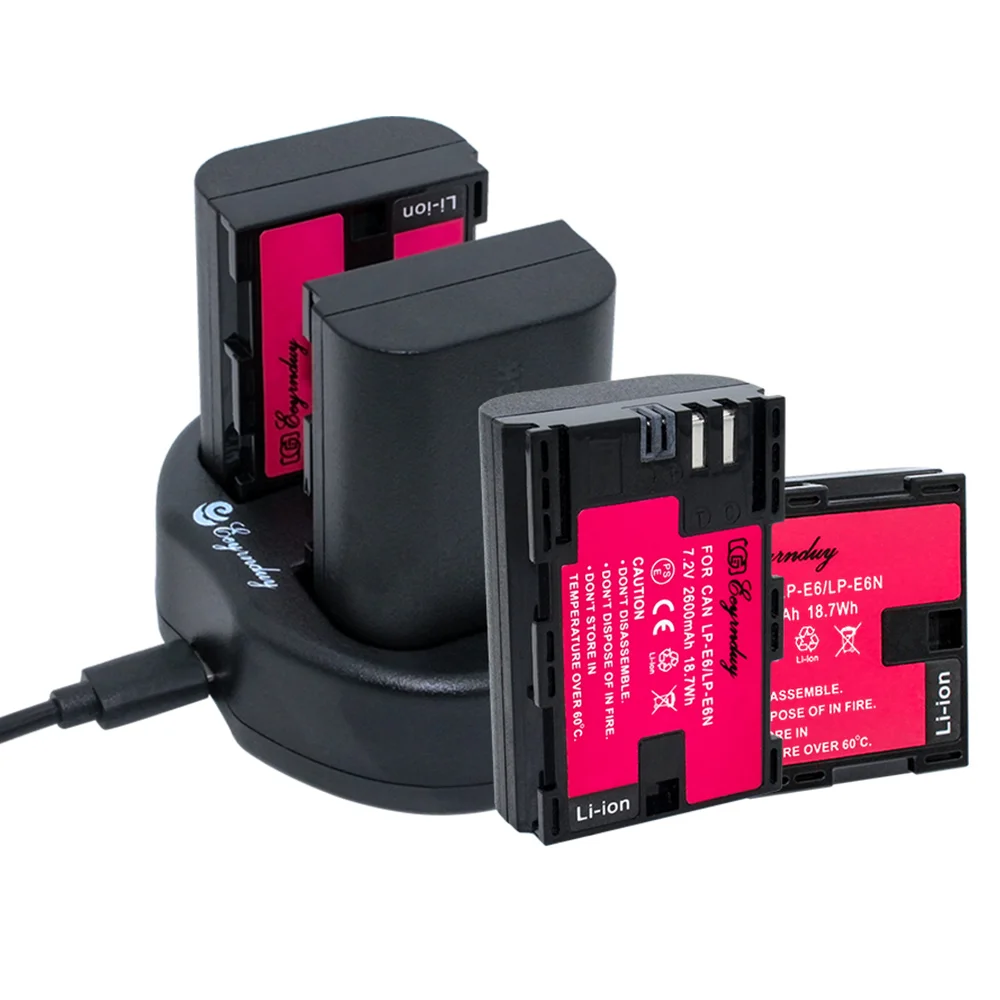 LP-E6/LP-E6N аккумулятор (4 комплекта) и USB двойное зарядное устройство для Canon EOS 5D2 5D3 6D
