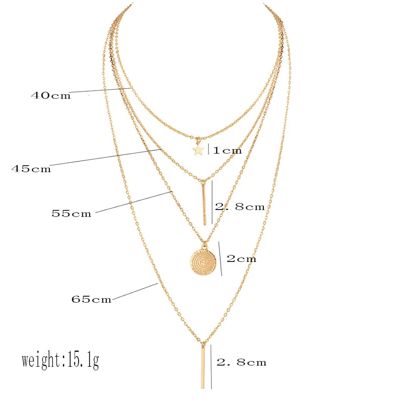 Длинная многослойная цепочка ожерелье s золотое Boho эффектное короткое колье