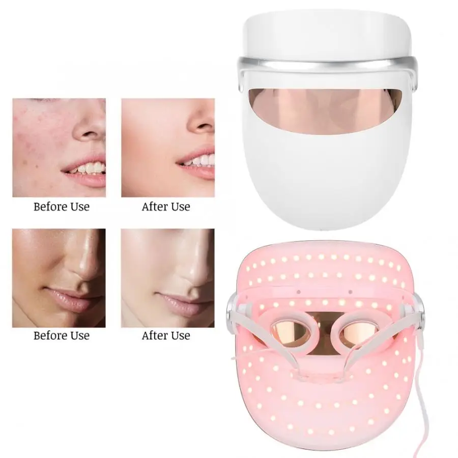 3 Colors LED Light Therapy Face Mask Anti Wrinkle Firming Skin Rejuvenation Beauty Facial Care Tool 4 | Красота и здоровье