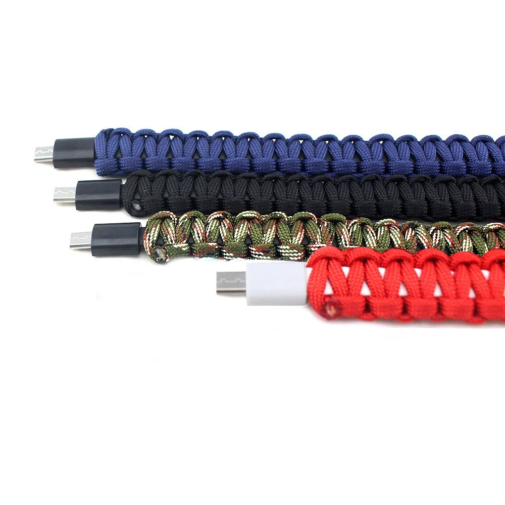 Топ Открытый Плетеный Micro- Usb браслет зарядное устройство кабель для зарядки