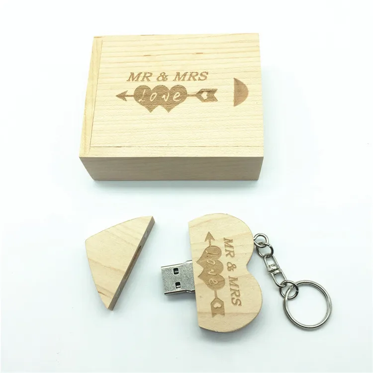 Usb флеш накопитель в виде сердца из орехового дерева 8 32 Гб|USB флэш-накопители| |