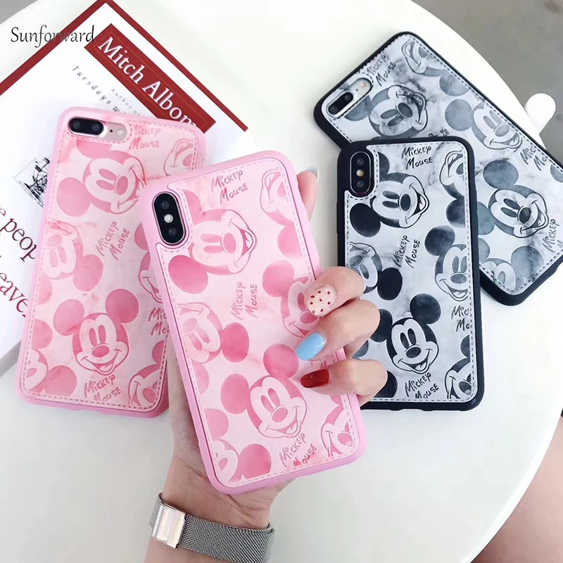 Чехол с мышкой для iPhone XS MAX XR X 7 8 Plus 6 S 5 5S 5SE чехлы из кожи Розовая пантера