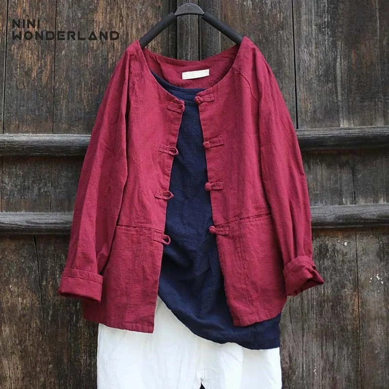 NINI WONDERLAND весенне осенняя хлопковая куртка пальто для женщин однотонные в