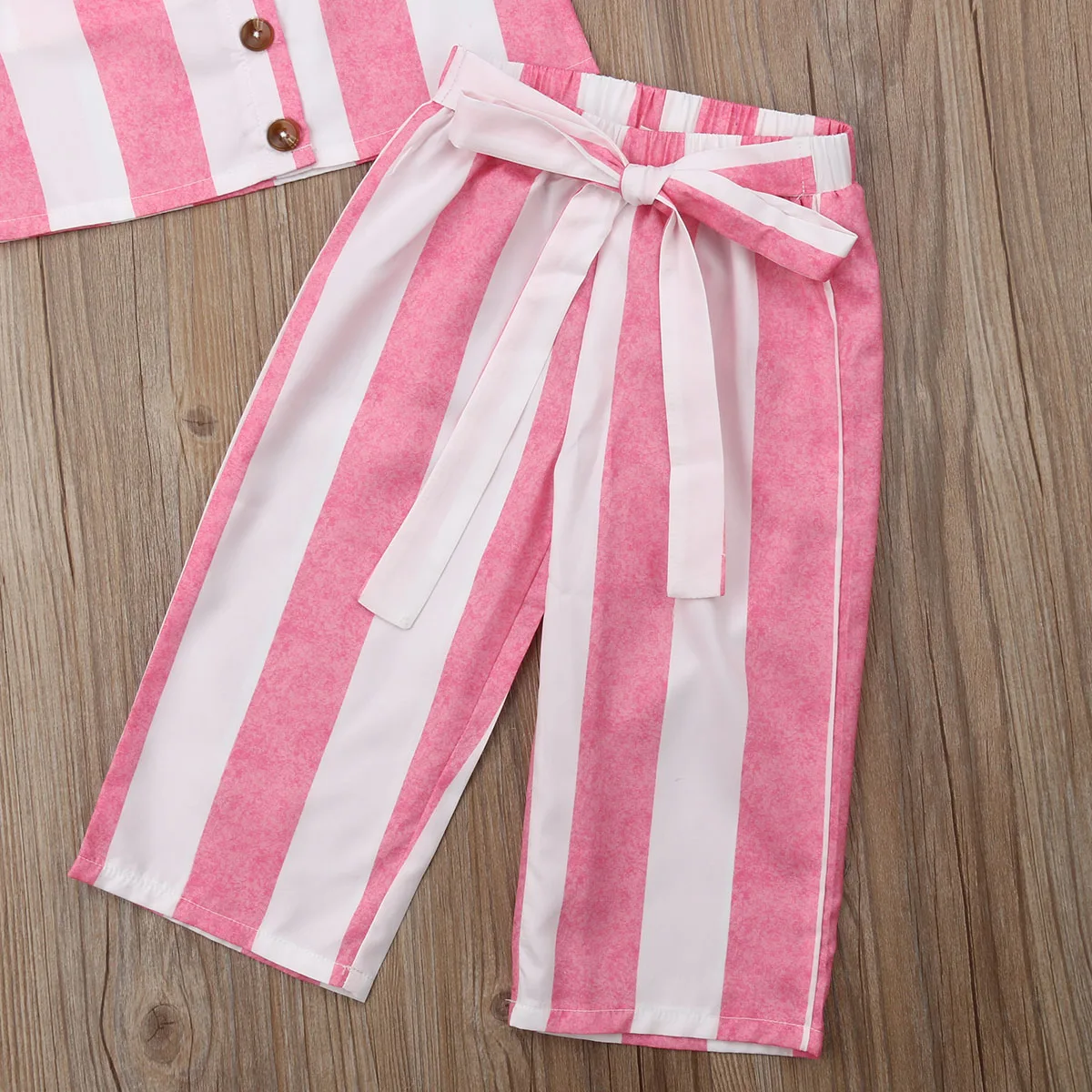 Новый Полосатый укороченный топ для маленьких девочек длинные штаны комплекты