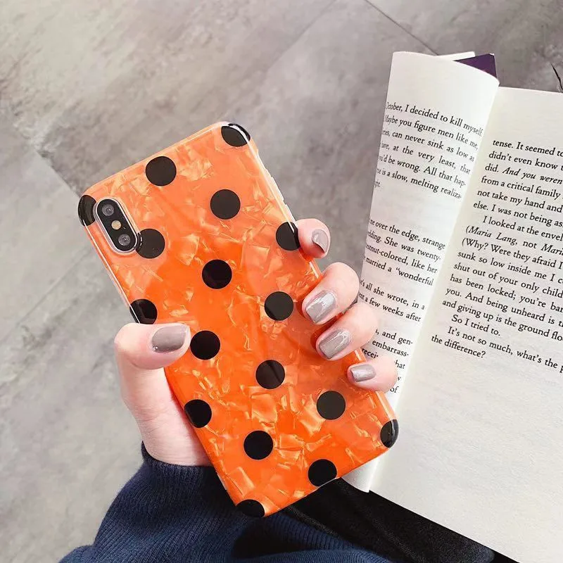 Lovebay для iphone 7 6 S 8 Plus X Чехол оранжевый в черный горошек Coque чехол на корпус телефона