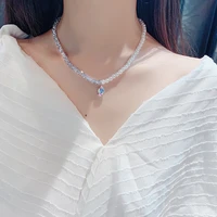 fyuan simulated pearl choker necklaces for women bijoux colorful water drop crystal pendant necklaces statement jewelry gifts