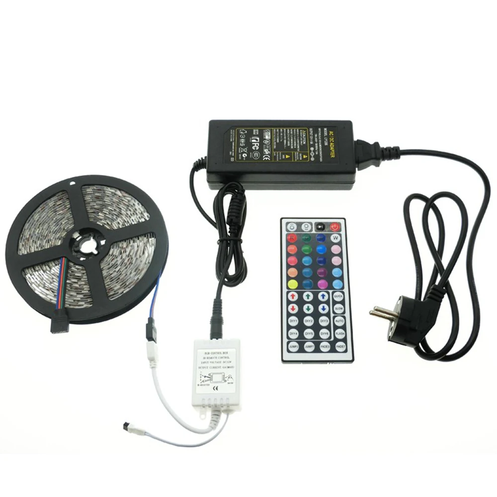 1 комплект 5 метров IP65/IP20 Водонепроницаемая высококлассная SMD5050 60 LED/M RGB DC12V 5A