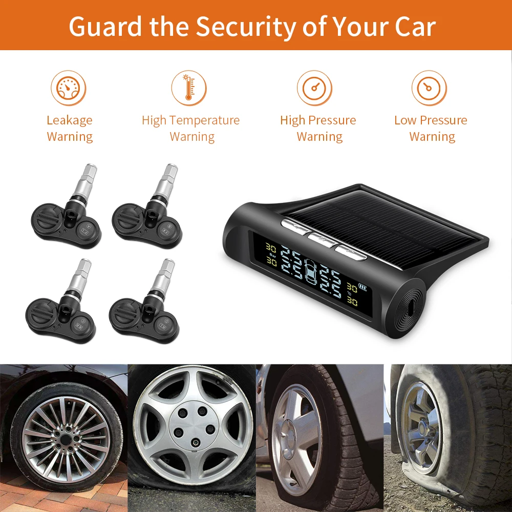 Автомобильные TPMS система контроля давления в шинах солнечная энергия цифровой