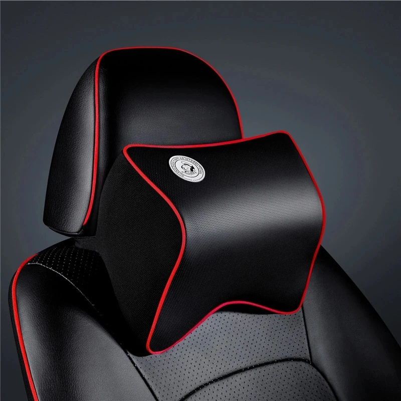 

Leather Pillow Neck Pillow to Ease Fatigue Auto Headrest Lumbar Support pillow for car seat