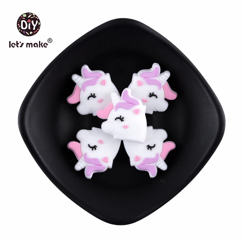 

5pc/lot Silicone Beads Cute Unicorn Silicone Teething Bead Accessories Silicone Rodent DIY Making Necklace Pendant Baby Products