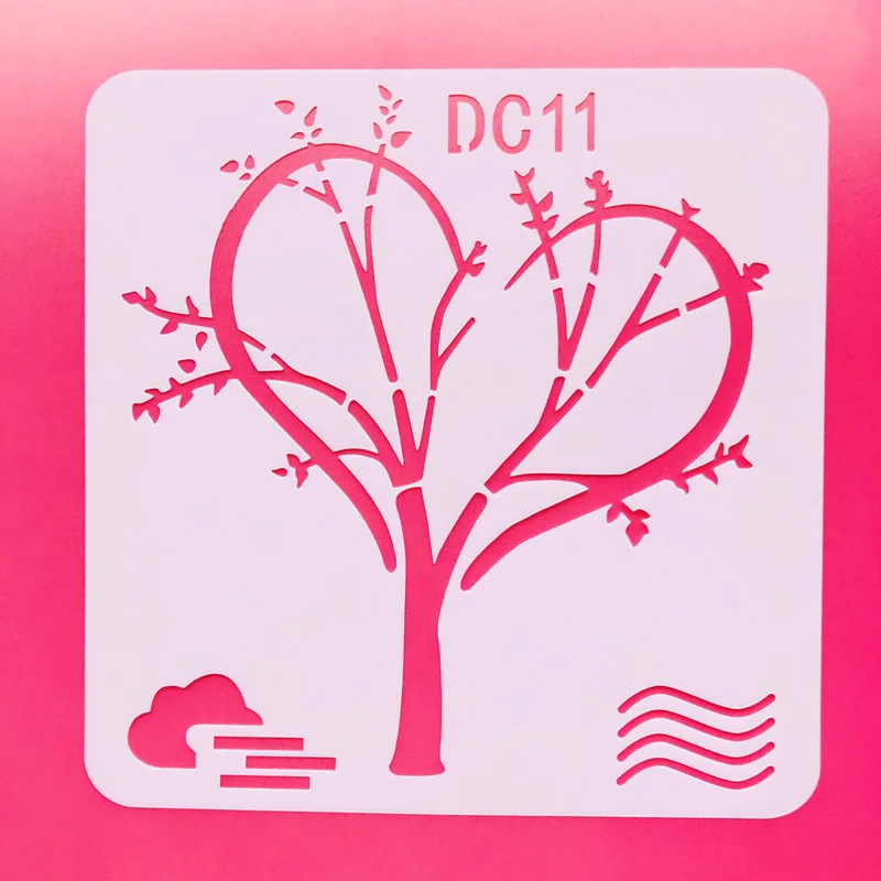 Heart Tree DIY Craft Hollow Layering Stencils For Wall Painting Scrapbooking Stamp Album Decorative Embossing Plastic Sheet DC11 |