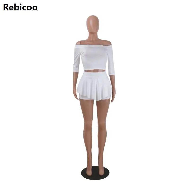 Женский комплект из двух предметов Rebicoo белый укороченный топ с короткими