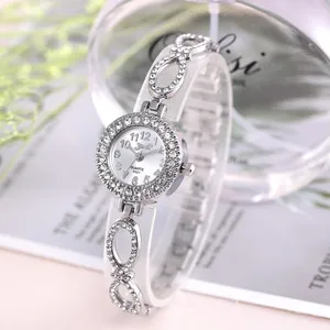 Женские часы с браслетом, розовое золото, со стразами