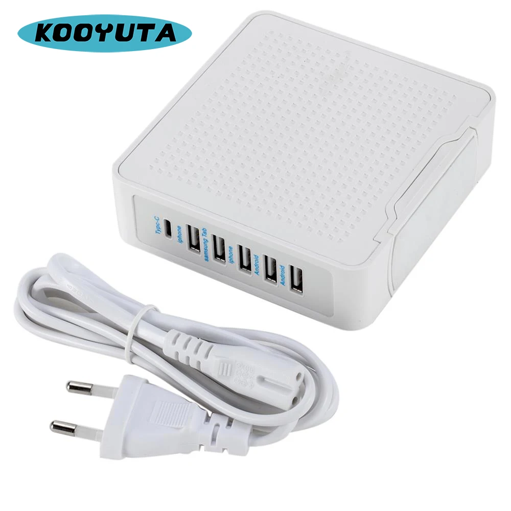 Универсальное быстрое зарядное устройство 5USB порты USB 5V + 3 1 интерфейс Type C 10A
