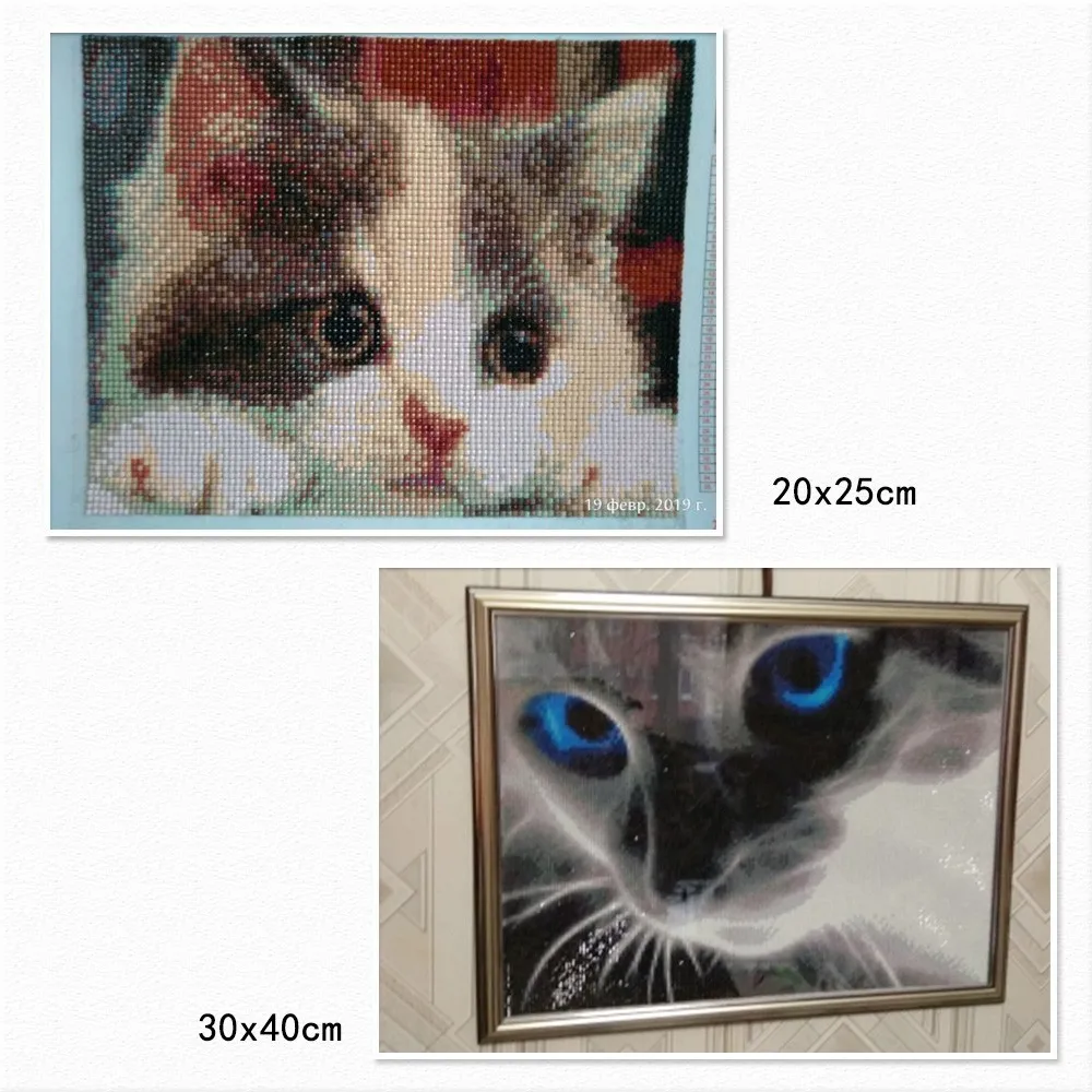 Алмазная вышивка huacan Cats, алмазная картина, полностью квадратная, животные, стразы, вышивка бисером, Алмазная мозаика, декор для стен