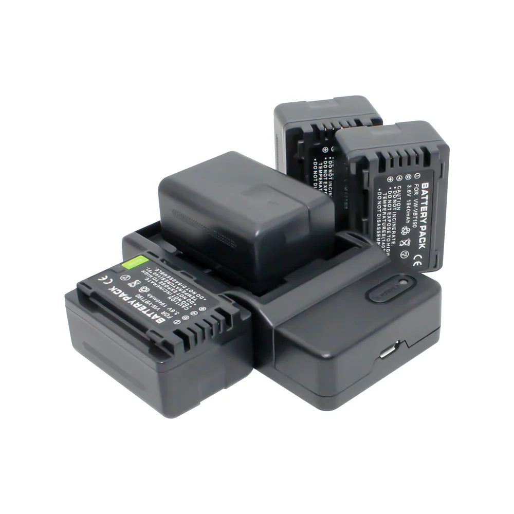 Литиевая батарея (4-Pack) + USB зарядное устройство для Panasonic HC-V770K HC-WXF991K HC-W580K HC-VX981K HC-V180K