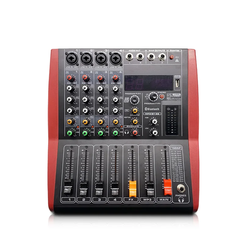 LEORY Профессиональный USB Bluetooth микшер 4 канала DJ пульт микшерный контроллер караоке 48 в усилитель для караоке KTV Вечерние