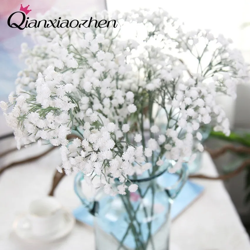 

Qianxiaozhen 4 ветки Гипсофила искусственная цветы для Свадебные фальшивые Цветы Букет Свадебные цветы украшение для дома
