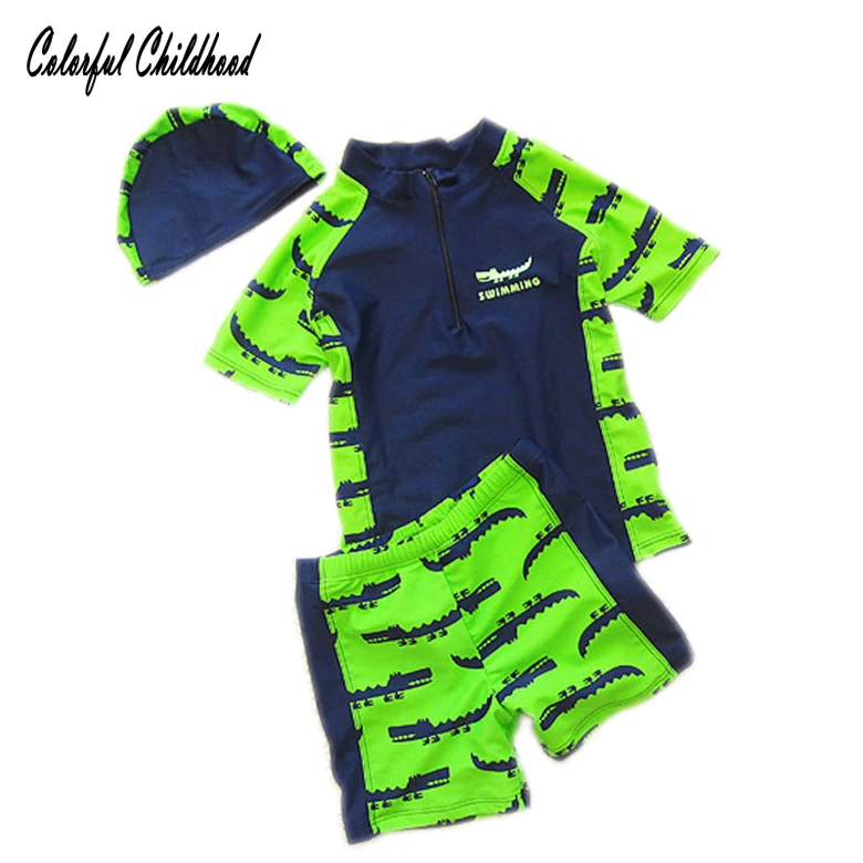 Детская модная одежда летний костюм с крокодилом для маленьких мальчиков и