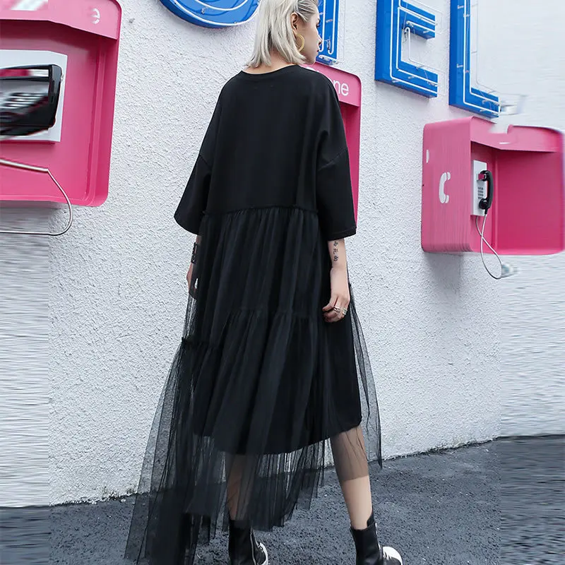 [Xitao] Мода 2019 Лето Новое о образным вырезом с коротким рукавом свободное платье
