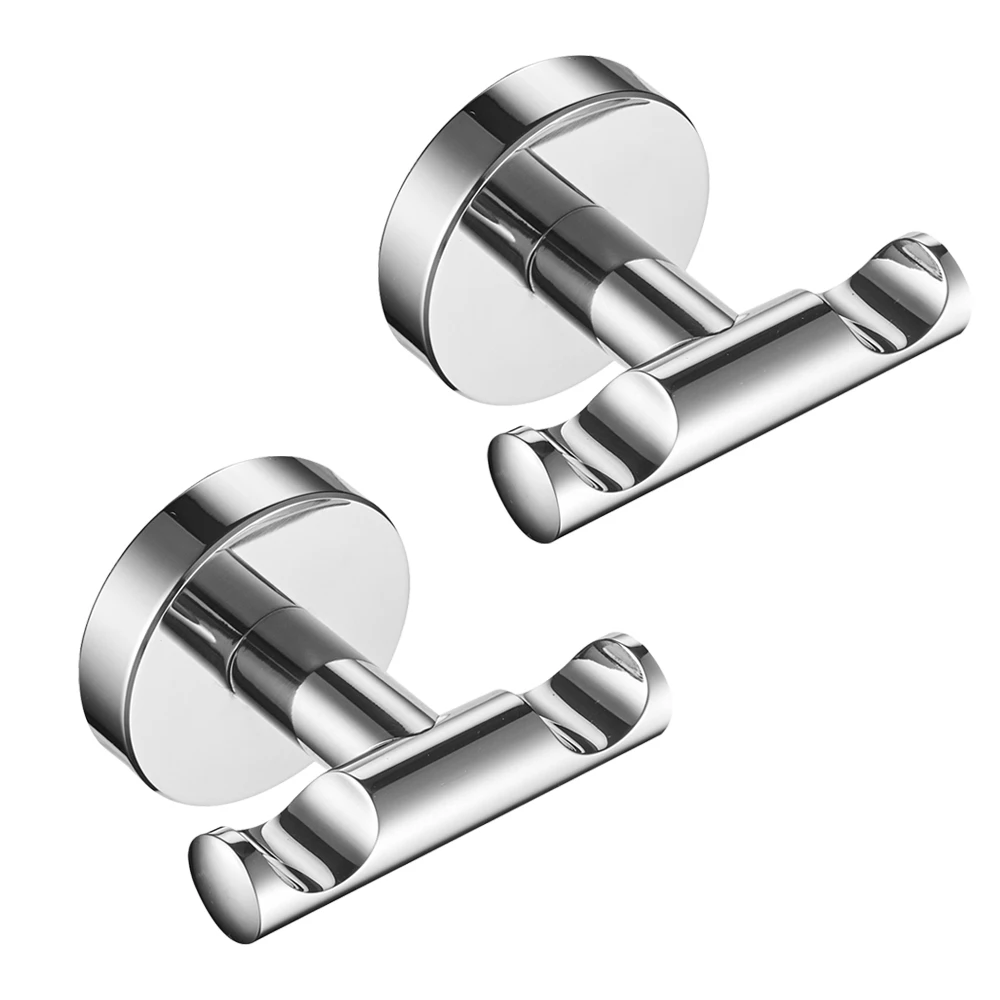 

Leyden Nickel Chrome Double Towel Hooks Round Base SUS304 Stainless Steel,Concealed Screws Dual Coat Robe Hanger Wall Mounted
