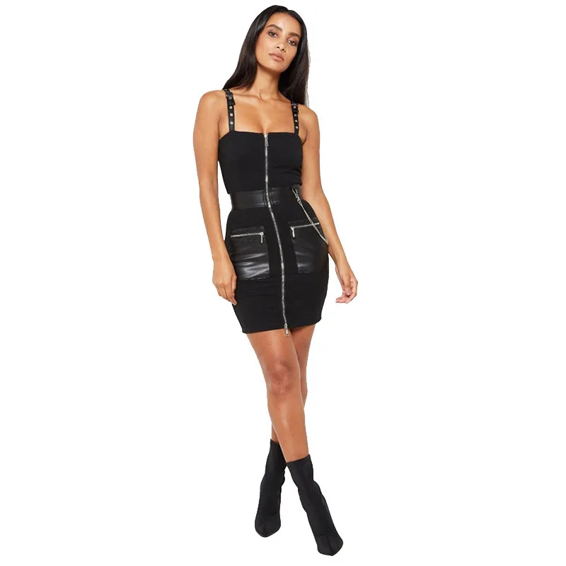DRESSMECB летнее сексуальное мини платье из искусственной кожи женские вечерние для