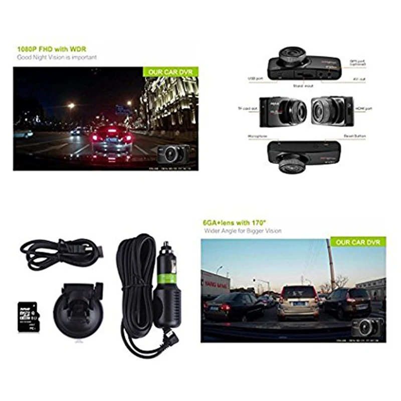 Anytek AT66A full HD Novatek 96650 Автомобильная камера DVR рекордер черный ящик 170 градусов супер