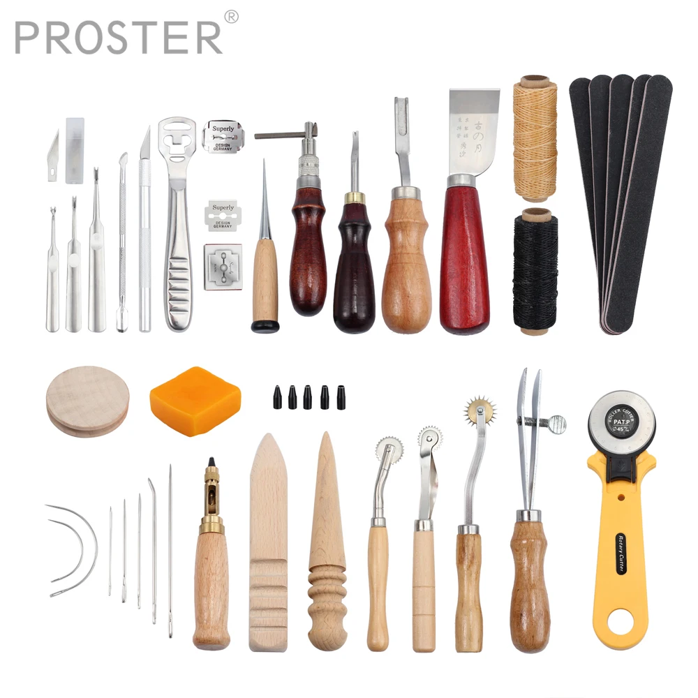 Proster 37 шт для кожаного ремесла набор инструментов перфорации сшитое резьбовое